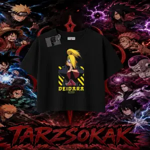 Deidara Naruto Anime Karakteri Kadın Crop Tişört Beyaz