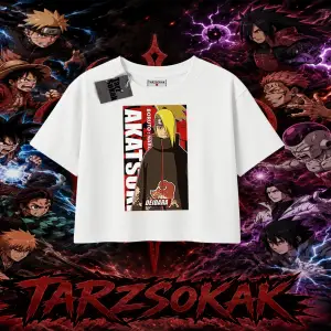Deidara Naruto Anime Karakteri Kadın Crop Tişört Beyaz