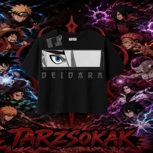 Deidara Naruto Anime Karakteri Kadın Crop Tişört Beyaz