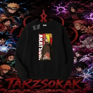 Deidara Naruto Anime Karakteri Oversize Unisex Bisiklet Yaka Sweatshirt Beyaz