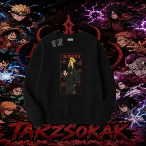 Deidara Naruto Anime Karakteri Oversize Unisex Bisiklet Yaka Sweatshirt Beyaz