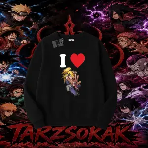 Deidara Naruto Anime Karakteri Oversize Unisex Bisiklet Yaka Sweatshirt Beyaz
