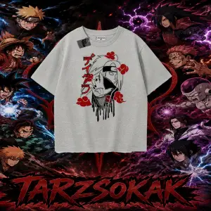 Deidara Naruto Anime Karakteri Oversize Unisex Tişört Beyaz
