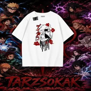 Deidara Naruto Anime Karakteri Oversize Unisex Tişört Beyaz