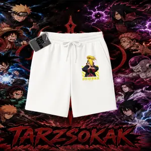 Deidara Naruto Anime Karakteri Unisex Şort Beyaz