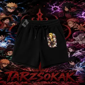 Deidara Naruto Anime Karakteri Unisex Şort Beyaz