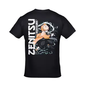 Demon Slayer Zenitsu Agatsuma Ön Arka Baskılı Unisex Siyah