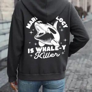 Deniz Biyolojisi Balina Katili Baskılı Kapüşonlu Üstler Kadın Temel Gevşek Sweatshirtler Kışl