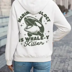 Deniz Biyolojisi Balina Katili Baskılı Kapüşonlu Üstler Kadın Temel Gevşek Sweatshirtler Kışl