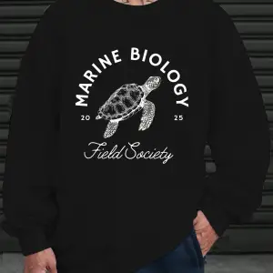 Deniz Biyolojisi Kaplumbağa Baskılı Sweatshirt Erkekler İçin Bisiklet Yaka Günlük Kazaklar Po