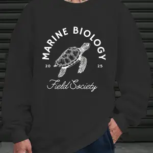 Deniz Biyolojisi Kaplumbağa Baskılı Sweatshirt Erkekler İçin Bisiklet Yaka Günlük Kazaklar Po