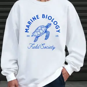 Deniz Biyolojisi Kaplumbağa Baskılı Sweatshirt Erkekler İçin Bisiklet Yaka Günlük Kazaklar Po