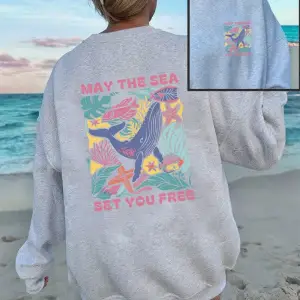 Deniz Seni Özgür Hale Geçirsin Baskılı Tişörtler Kadınlar İçin Yuvarlak Yaka Tüm Kombinlere U