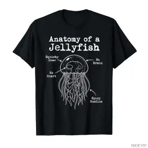Denizanasının anatomisi baharatlı erişte komik deniz biyolojisi tişört erkekler kadınlar için