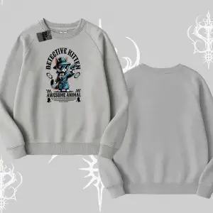 Detective Kitten Kedi Baskılı Biskilet Sweatshirt