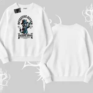 Detective Kitten Kedi Baskılı Biskilet Sweatshirt