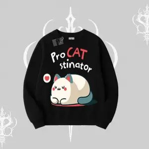 Detective Kitten Kedi Baskılı Kapşonlu Crop Sweatshirt