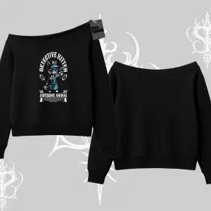 Detective Kitten Kedi Baskılı Kayık Yaka Sweatshirt