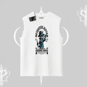 Detective Kitten Kedi Baskılı Kolsuz Tshirt