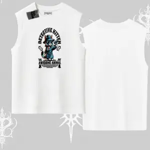 Detective Kitten Kedi Baskılı Kolsuz Tshirt