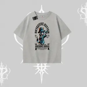 Detective Kitten Kedi Baskılı Oversize Tshirt