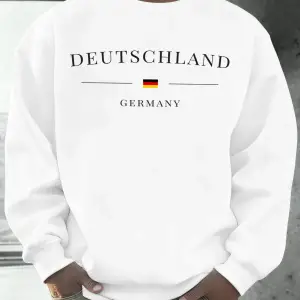 Deutschland Almanya Bayrağı Baskılı Erkek Kazak Sonbahar 0-Boyun Gevşek Açık Tee Moda Giysile