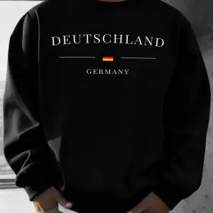 Deutschland Almanya Bayrağı Baskılı Erkek Kazak Sonbahar 0-Boyun Gevşek Açık Tee Moda Giysile