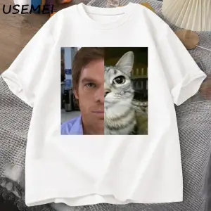Dexter Morgan Kedi T-shirt Komik Pamuk Kısa Kollu O Boyun Tshirt Unisex Streetwear Erkek Giys 2802