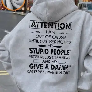 Dikkat Komik İfadeler Baskılı Kapüşonlu Üstler Kadınlar Kışlık Polar Sıcak Kazak Bol Cepli Sw