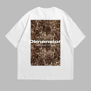 Dİmension Baskılı Leopar Desenli 24/1 Oversize Unisex Beyaz