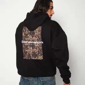 Dimension Leopar Baskılı Oversize Unisex Premium Beyaz