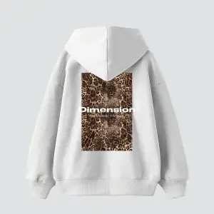 Dimension Leopar Baskılı Oversize Unisex Premium Beyaz
