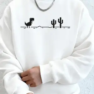 Dinozorlar Kaktüs Üzerinde Baskı Erkekler Kazak Kış Polar Sıcak Kapüşonlular Kore Gevşek Bisi