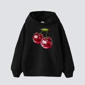 Disco Cherry Baskılı Oversize Unisex Beyaz