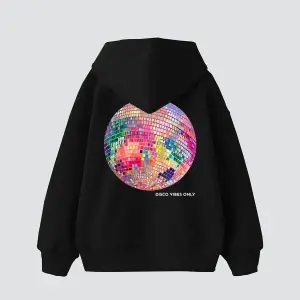 Disco Vibes Only Baskılı Oversize Unisex Beyaz