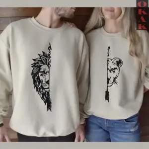 Dişi Ve Erkek Aslan Çift Sevgili Kombinleri Couple Clothing Yeni Sezon 2 Adet
