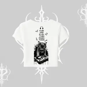 DJ Kedi Baskılı Müzik Temalı Babby Tee Tshirt