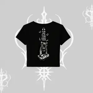 DJ Kedi Baskılı Müzik Temalı Babby Tee Tshirt