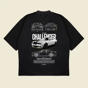 Dodge Challenger Baskılı Oversize Unisex Pamuklu Nefes Alan Kalın Kumaşlı