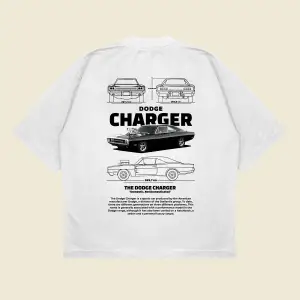 Dodge Charger Baskılı Oversize Unisex Pamuklu Nefes Alan Kalın Kumaşlı