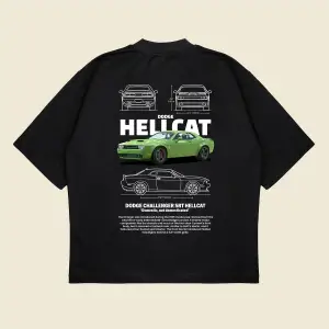 Dodge Hellcat Baskılı Oversize Unisex Pamuklu Nefes Alan Kalın Kumaşlı