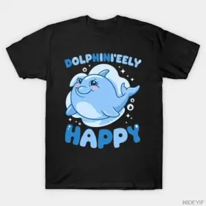 Dolphinitely Mutlu Kawaii Sevimli Komik T-shirt Erkekler Kadınlar Için % 100% Pamuk T Shirt K