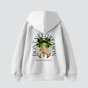 Dont Need Reason Baskılı Oversize Unisex Premium Beyaz