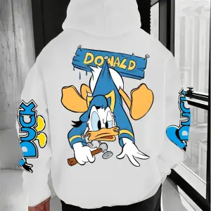 Donald Duck Cool Pattern Erkek Kapüşonlu Üstü Sonbahar ve Kış Yeni Koleksiyon Erkek ve Kadın