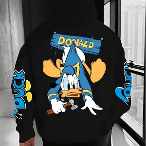 Donald Duck Cool Pattern Erkek Kapüşonlu Üstü Sonbahar ve Kış Yeni Koleksiyon Erkek ve Kadın