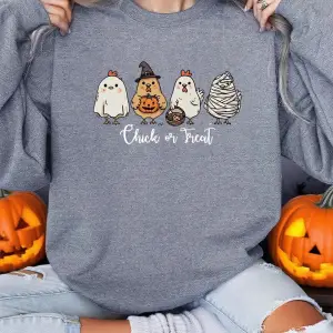 Dört Farklı Şekilli Civciv Baskılar Cadılar Bayramı Kazak Kadın Kış Polar Hoodie Crewneck Gev