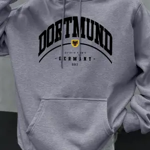 Dortmund Almanya Mektup Desen Sonbahar Hoody Erkekler Rahat Büyük Boy Kapüşonlular Moda Polar