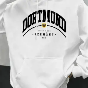 Dortmund Almanya Mektup Desen Sonbahar Hoody Erkekler Rahat Büyük Boy Kapüşonlular Moda Polar