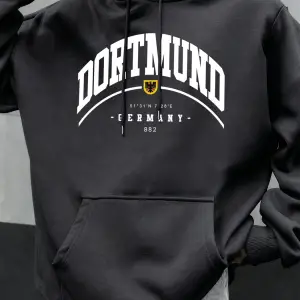 Dortmund Almanya Mektup Desen Sonbahar Hoody Erkekler Rahat Büyük Boy Kapüşonlular Moda Polar