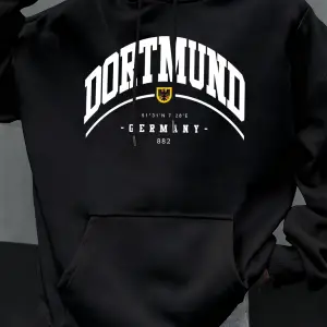 Dortmund Almanya Mektup Desen Sonbahar Hoody Erkekler Rahat Büyük Boy Kapüşonlular Moda Polar
